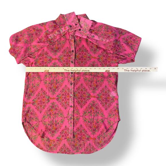 Olivaceous Floral‎ Button-Up Womens Size S Pink Boho Colorful - Picture 4 of 7